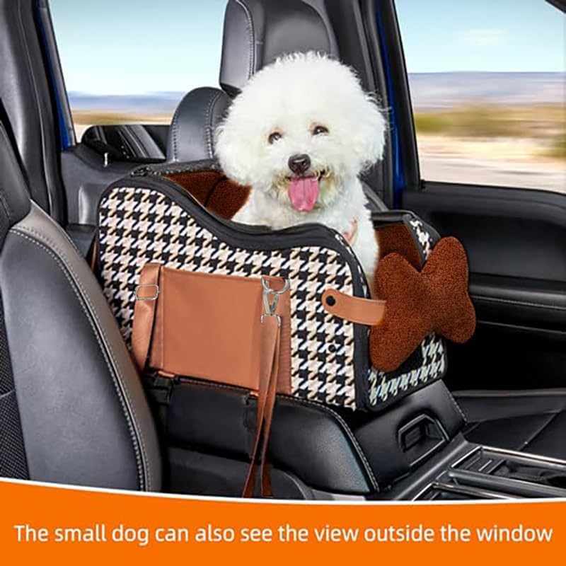 Amoilly Hundeautositz, Mittelkonsole Welpen-Autositz, Katzenerhöhung für Auto, schmutzabweisende, tr