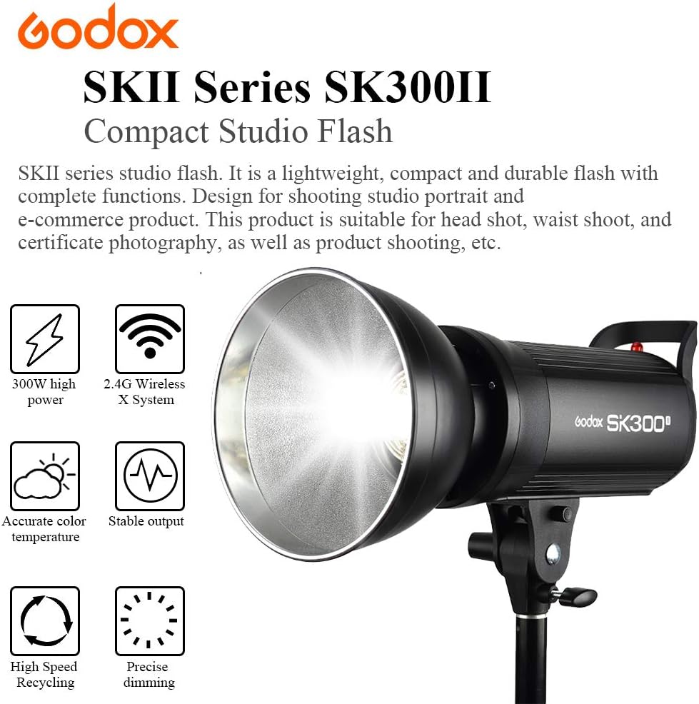 GODOX SK300II Studioblitz Profi Blitzkopf 300W GN58 Einstelllicht 150W Studio Strobe Bowens Blitz Bl