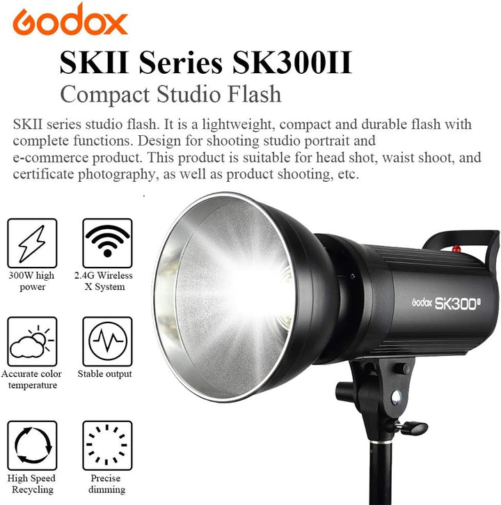 GODOX SK300II Studioblitz Profi Blitzkopf 300W GN58 Einstelllicht 150W Studio Strobe Bowens Blitz Bl