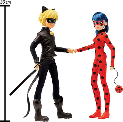 Bandai - Miraculous Ladybug - 2er Packung Ankleidepuppen 26 cm - Ladybug und Cat Noir - P50365, Lady