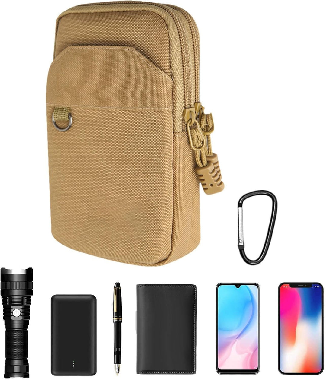 Handy-Gürtelhalter,Mehrzweck-Nylon-Hüfttasche - Gadget Bag Utility-Taschen Outdoor-Aufsätze Khakifar