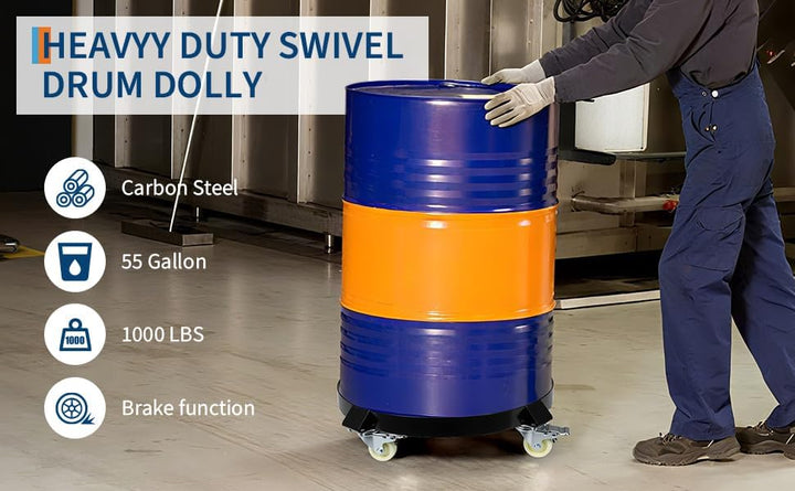 Garvee Fassroller,Rundes Rollbrett Aus Metall ø 64 cm,190L Transportroller Bis 1000 Lbs,Schwerlastro