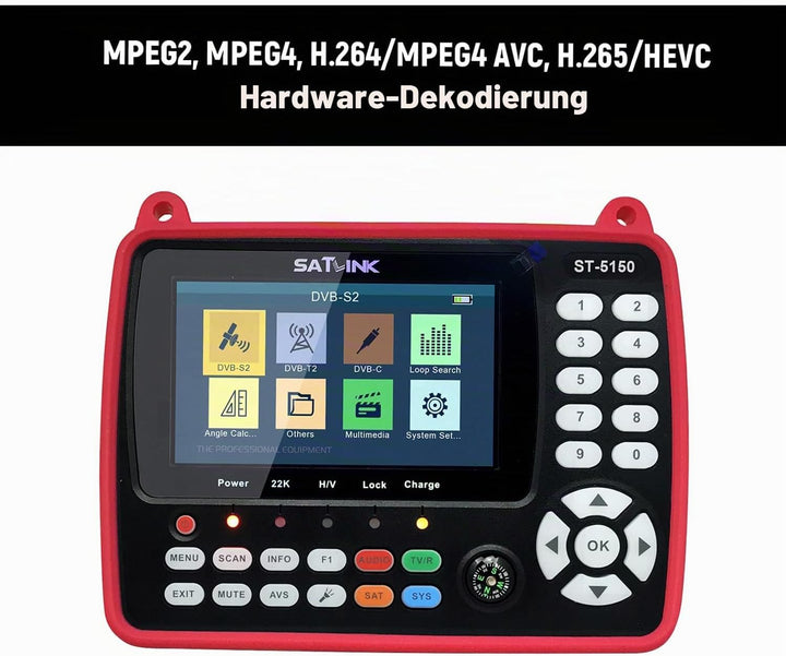 VISLONE Satelliten Finder, ST-5150 DVB-S2 / T2 / C COMBO Satelliten-TV-Signalfinder Digitaler Handsi