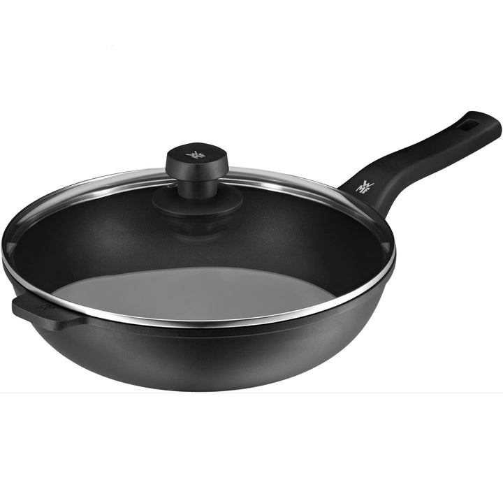 WMF Permadur Premium Wokpfanne 30 cm Induktion, Glasdeckel mit Dampföffnung, Wok Aluminium beschicht