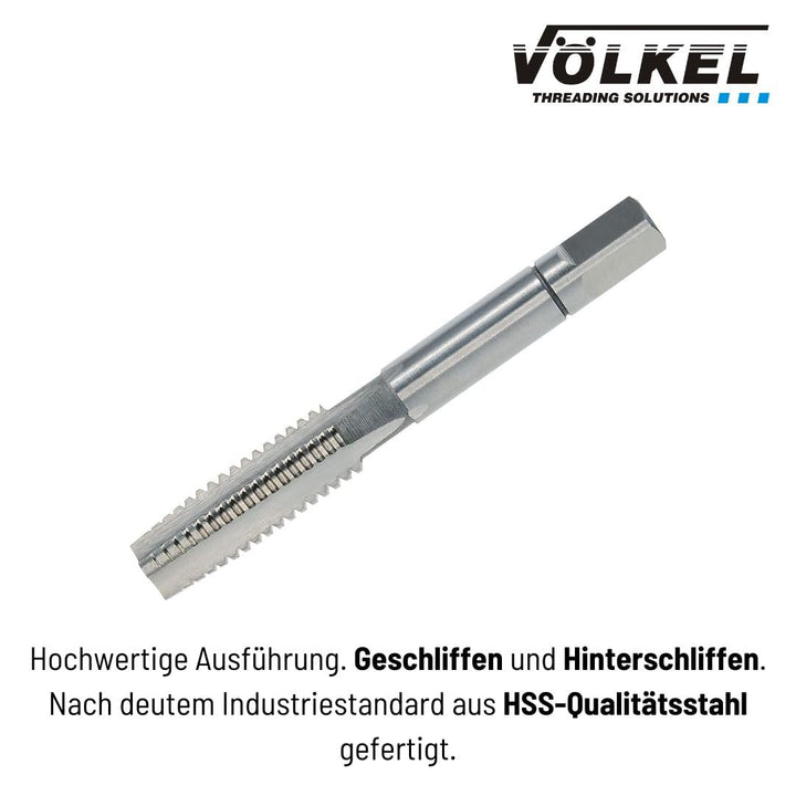 VÖLKEL Handgewindebohrer 3-tlg. Satz DIN 352 HSS-G - M10 x 1.5 | Vorschneider, Mittelschneider & Fer