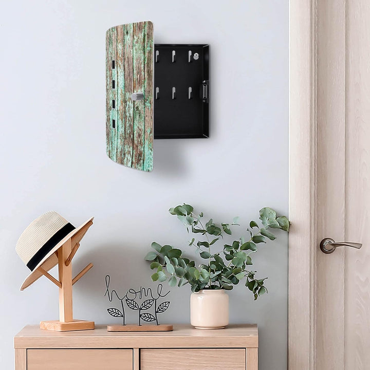 banjado® Design Schlüsselkasten aus Edelstahl Motiv Verwittertes Holz für 10 Schlüssel - Schlüsselsc