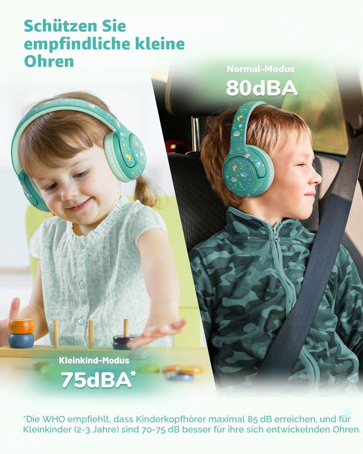 iClever Bluetooth Kopfhörer Kinder, 2+ Jahre alt CPC-Zertifiziert, 75/80dBA Sichere Begrenzte Lautst