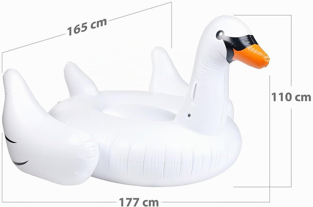 infactory Schwimmtier: Aufblasbarer XXL-Schwan, Badeinsel, 177 x 165 x 110 cm, bis 90 kg (Aufblasbar