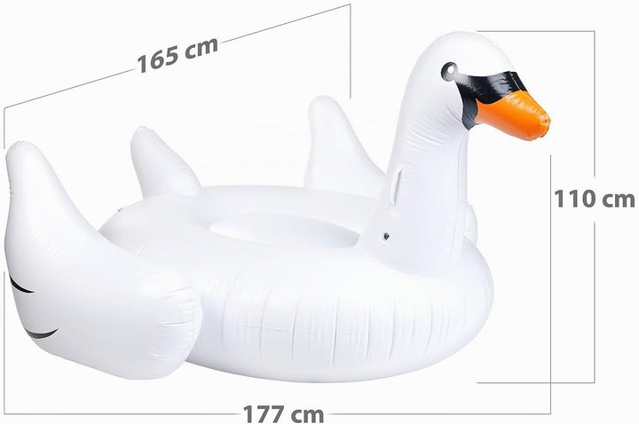 infactory Schwimmtier: Aufblasbarer XXL-Schwan, Badeinsel, 177 x 165 x 110 cm, bis 90 kg (Aufblasbar