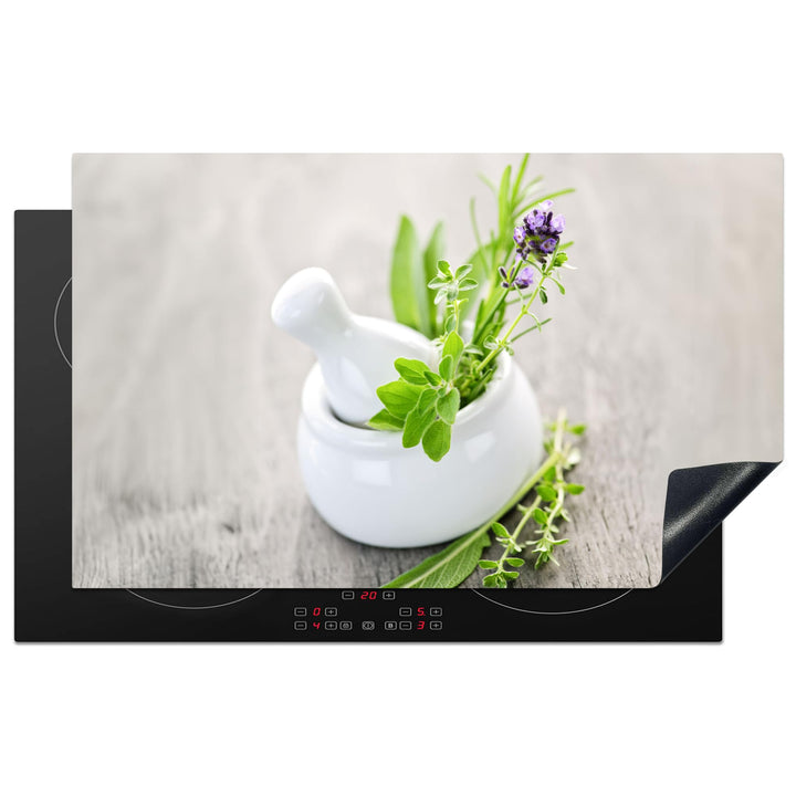 KitchenYeah© Herdabdeckplatte Einteilig Abdeckplatten Cerankochfeld Kräuter im Topf 52L x 85B cm, Kr