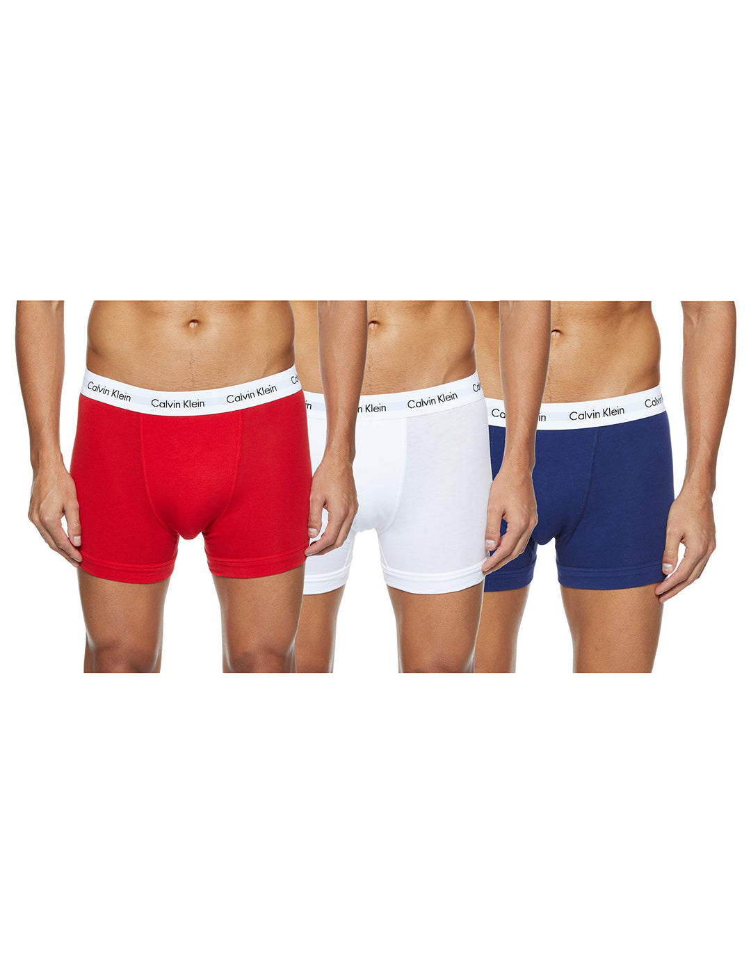Calvin Klein Baumwolle Stretch 3 Pack Boxer Short, Schwarz Mit Blau/erdbeerfeld/schwarz S White/Red
