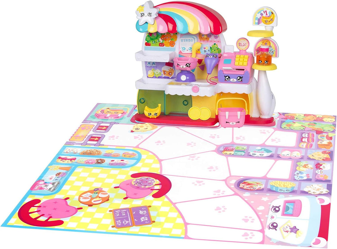 Kindi Kids 50003 Kitty Petkin-Supermarkt, 2 Shopkins und Spielunterlage aus Vinyl, Mehrfarbig Einzel