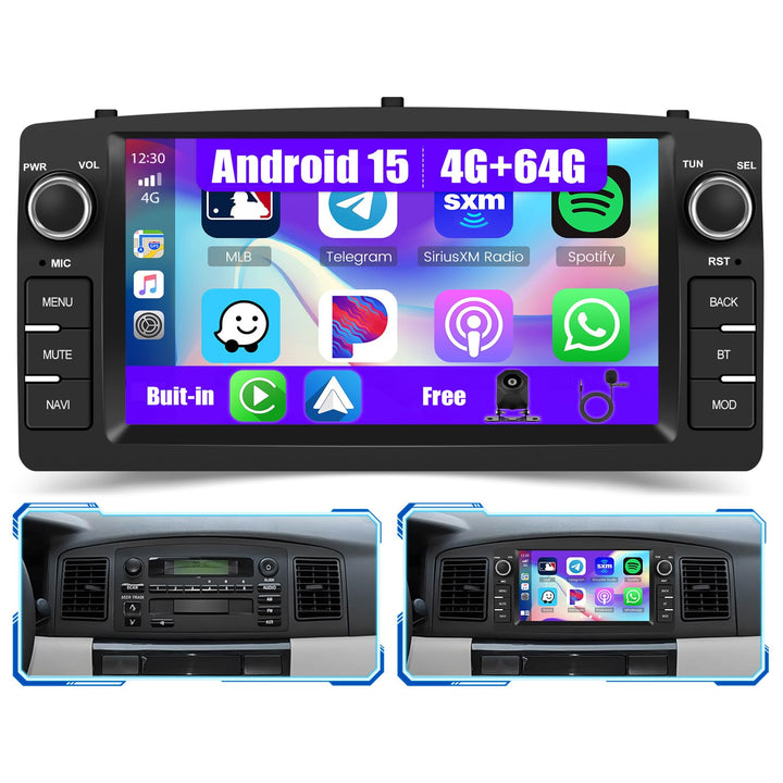 [4G+64G] Inefala Android 15 Autoradio für Toyota Corolla E120 2000-2006/E130 2004-2007 mit Wireless