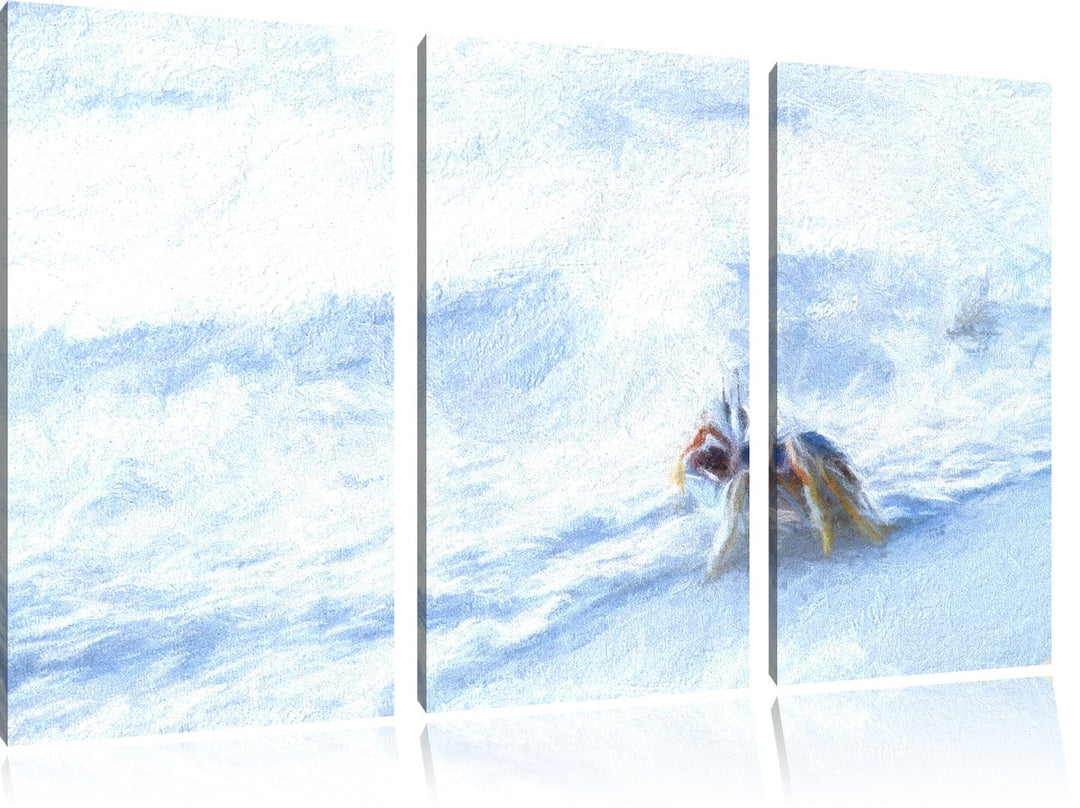 kleine Krabbe am Strand NewArt 3-Teiler Leinwandbild 120x80 Bild auf Leinwand, XXL riesige Bilder fe