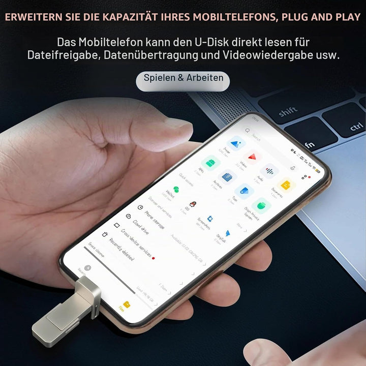 256GB USB-C Stick,schnell 550MB/s 2-in-1 Type C+ USB A 3.2 Gen2 Externe SSD | USB 3.2 Gen 2 Solid St