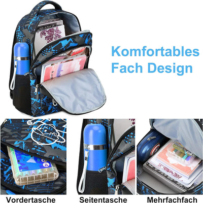 LOIDOU Schulrucksack Set Mädchen 3 Teilig Kinderrucksack Schultasche Teenager Rucksack Jungen Kinder