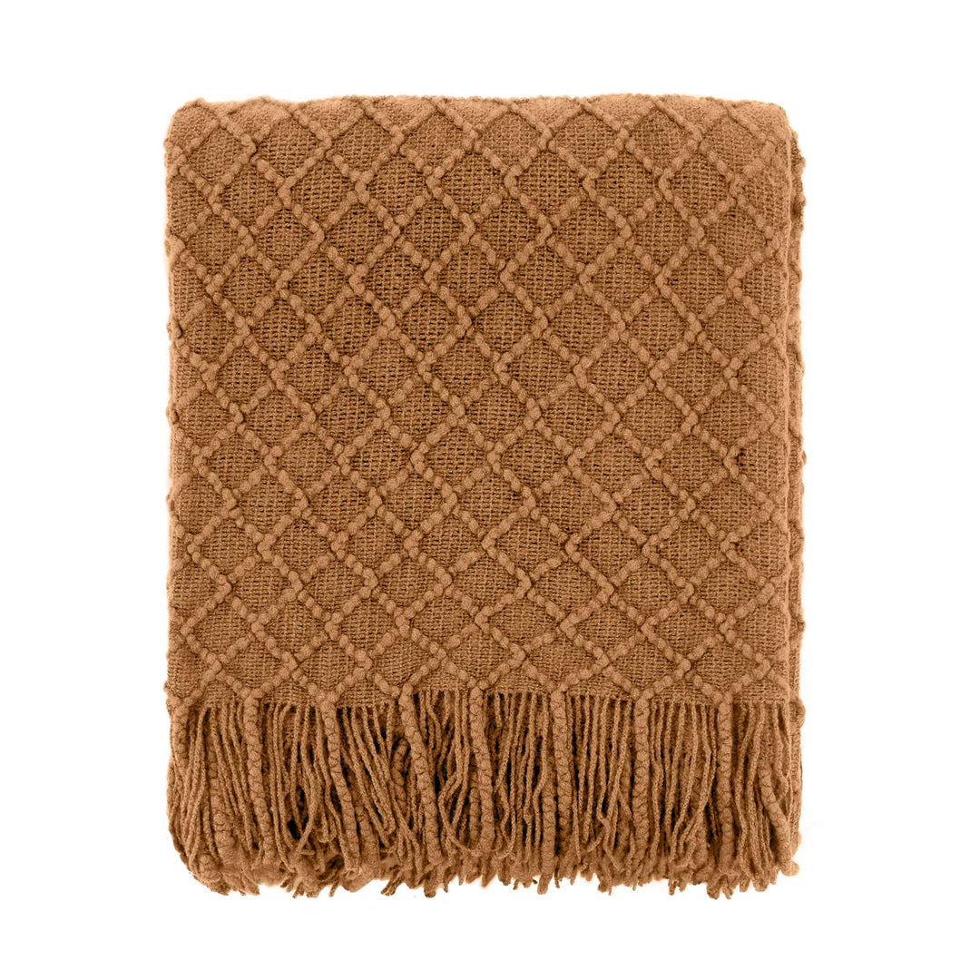 CREVENT Landhaus-Stil Boho Strickdecke für Couch Sofa Sessel Bett Wohnzimmer Dekoration, Weich Warm