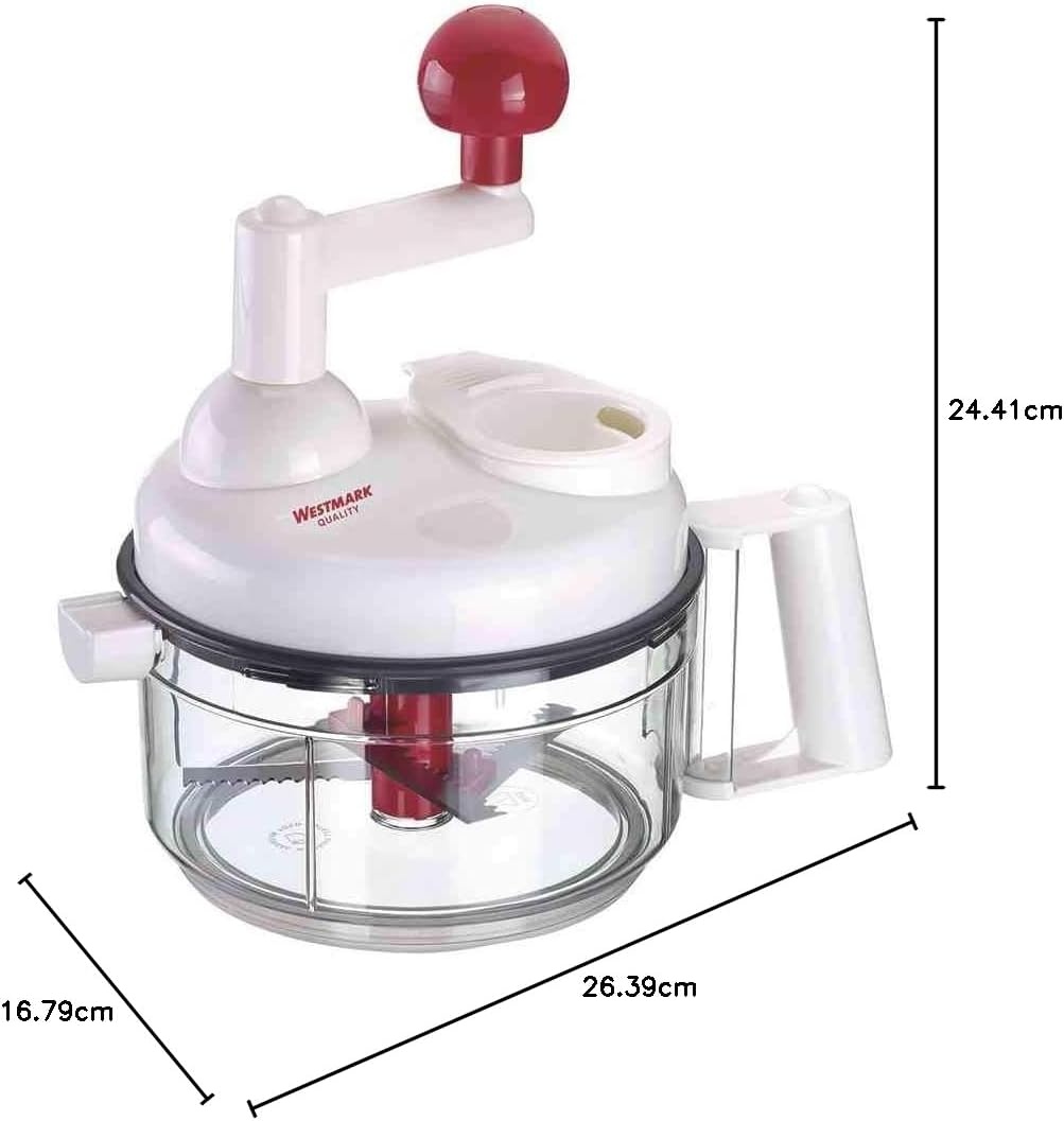 Westmark Manuelle Küchenmaschine, 9 in 1: Hobel, Reibe, Raspel, Schneider, Zitruspresse, Schaumschlä