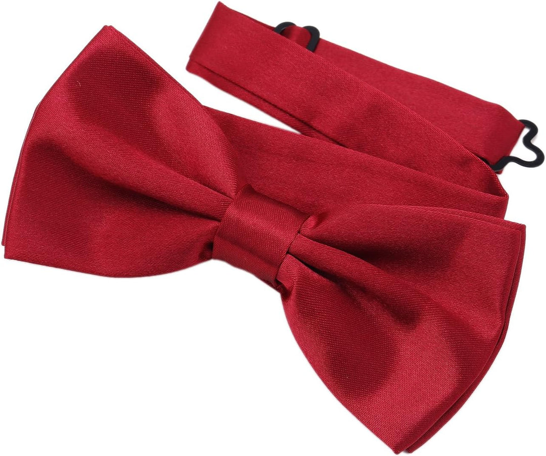 DonDon 10er Set Herren Fliege 12 x 6 cm gebunden und längenverstellbar Dunkelrot, Dunkelrot