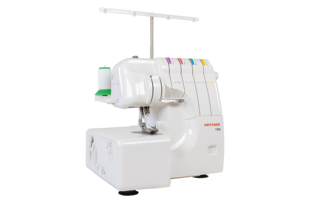 Gritzner 788 Overlock mit LED Licht + 5 praktische Nähfüsse aus dem Sonderzubehör + Abfallbehälter +