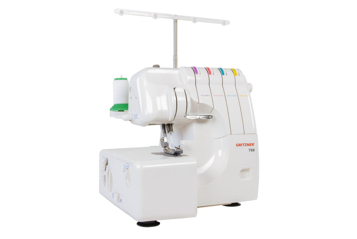 Gritzner 788 Overlock mit LED Licht + 5 praktische Nähfüsse aus dem Sonderzubehör + Abfallbehälter +