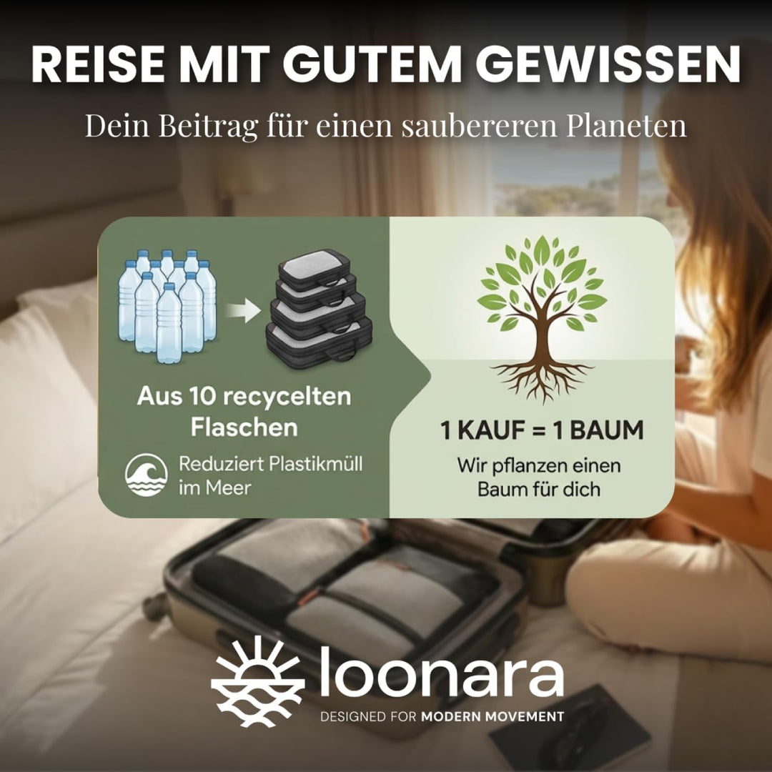 Packing Cubes Set für Koffer und Rucksack [3-teilig] mit Wäschebeutel - mehr Platz im Koffer oder Ba