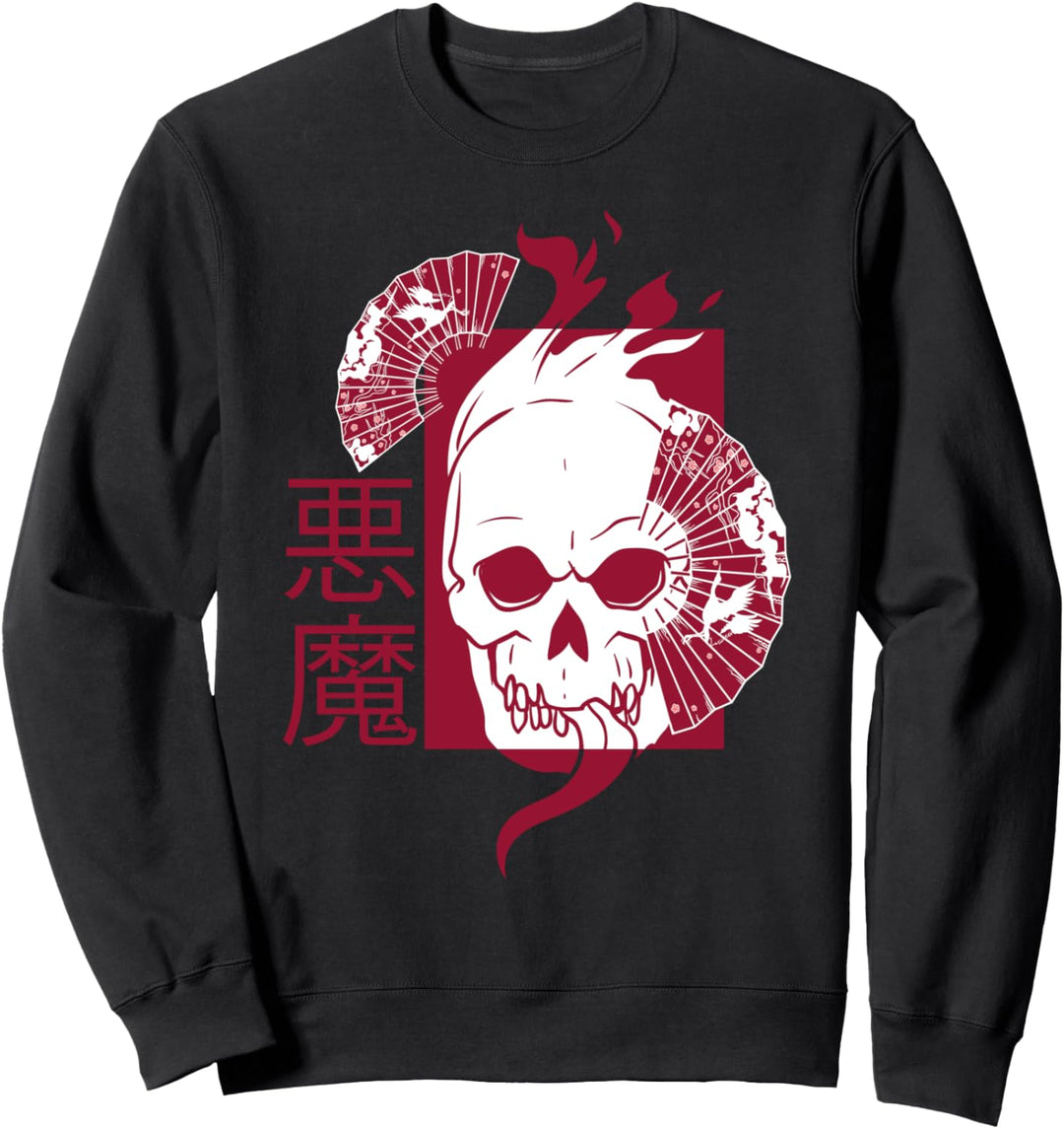 Japanischer Dämon Yokai Schädel Teufel Harajuku Aesthetic Sweatshirt