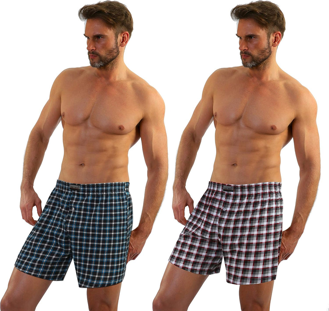Sesto Senso Schlafanzughose Herren Kurz Baumwolle Pyjamahose 1er 2er Pack, M 2er Pack - Kariert 12 +