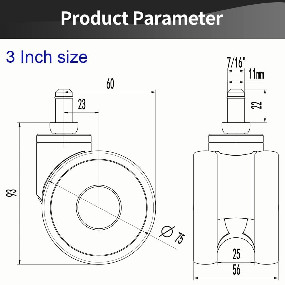 Bürostuhl Rollen 11mm Hartbodenrollen für Bürostühle 5er Set Ersatzrollen Schreibtischstuhl Rollen,