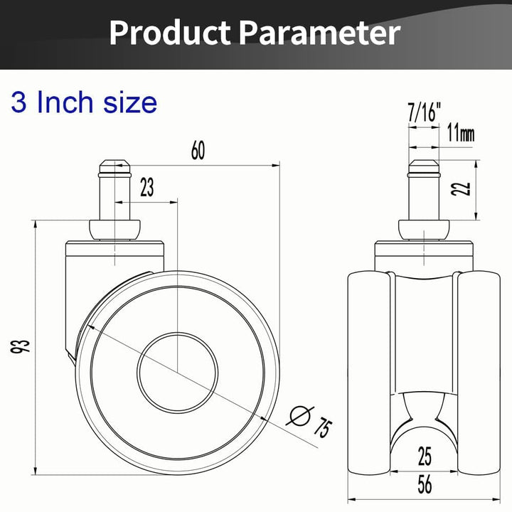 Bürostuhl Rollen 11mm Hartbodenrollen für Bürostühle 5er Set Ersatzrollen Schreibtischstuhl Rollen,