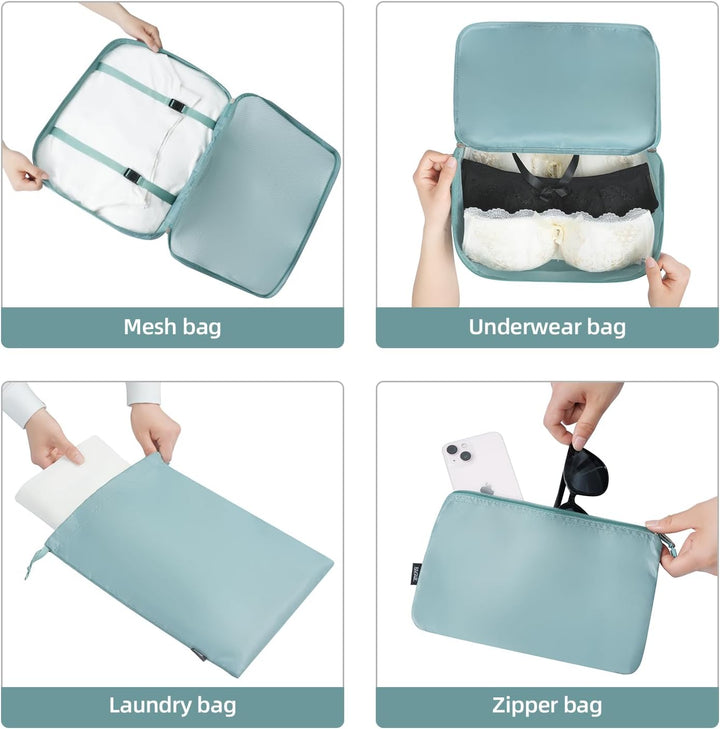 BAGAIL 10er-Set Packwürfel in verschiedenen Grössen Packorganizer für Reisezubehör Handgepäck Koffer