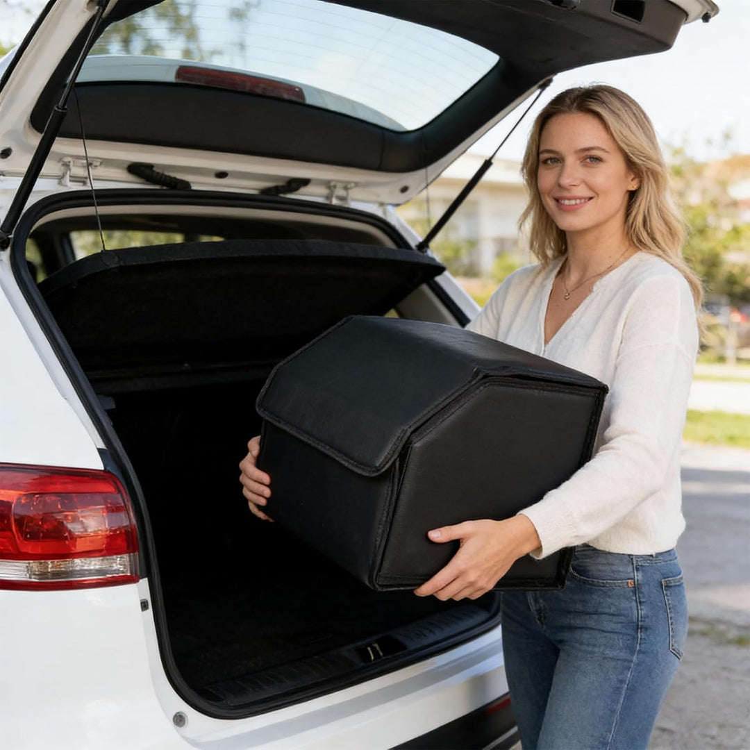 Faltbarer Wasserdichter PU Kofferraum-Organizer – Verschleissfeste Auto Aufbewahrungsbox, Grosser fa