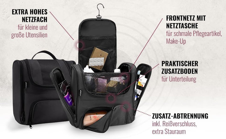 LEXXUP Kosmetiktasche XXL Kulturbeutel zum Aufhängen [11L Stauraum] 1 STK Kulturtasche Damen Kulturb