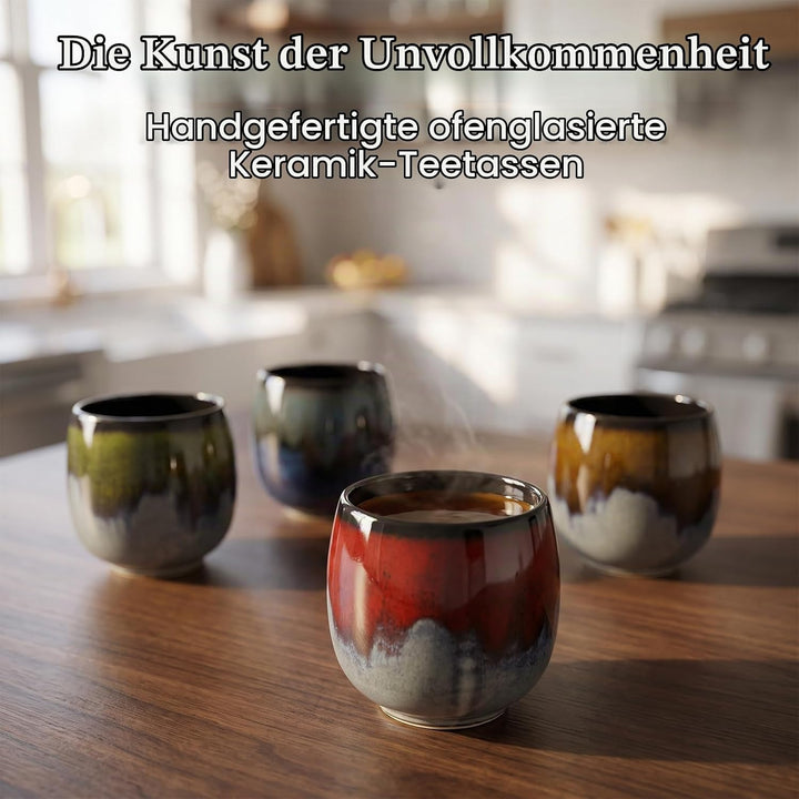 Espressotassen 4er Set, 80 ml Espressobecher, Reaktivglasur