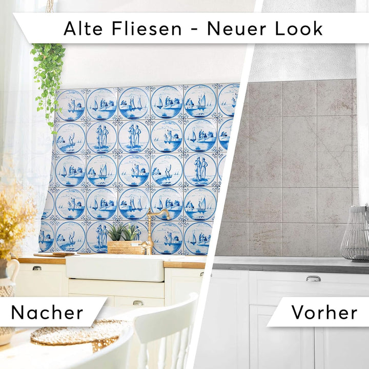 Fliesenfolie - Aufkleber für Wandfliesen von Küche u. Bad I selbstklebende Fliesen-Sticker - Kachela