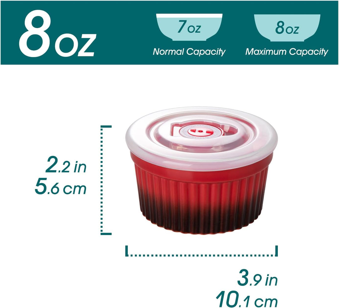 vancasso RAMEKINS 260ml Soufflé Förmchen Set von 6, Ø9,5cm Creme Brulee Schälchen Backofen sicher, P