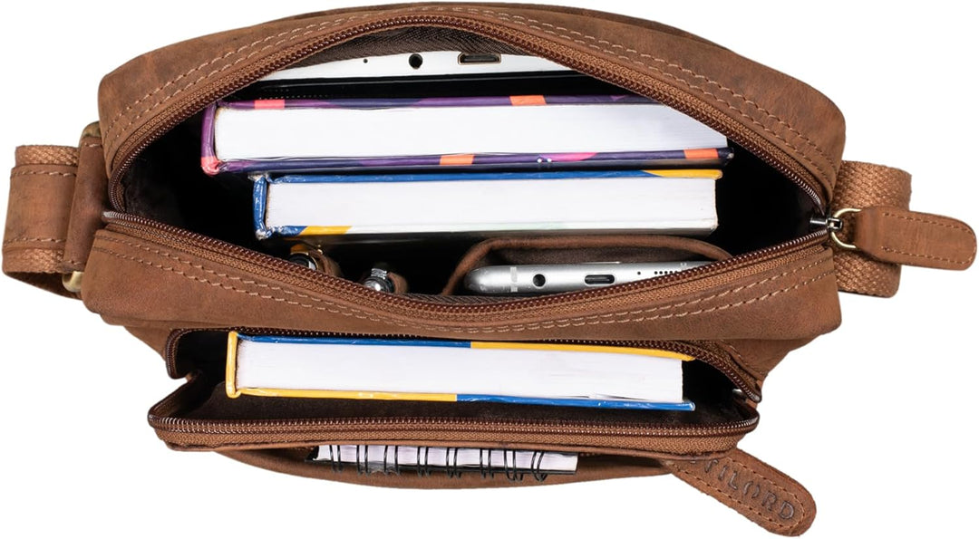 STILORD 'Jamie' Herren Ledertasche - Perfekt für Reisen & Alltag - Kleine Vintage Messenger Bag für