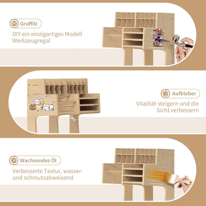Bucasso Hölzern Modell Farbregal Organizer Farbständer, Bastel-Farbregal MDF-Material, Model Tools R