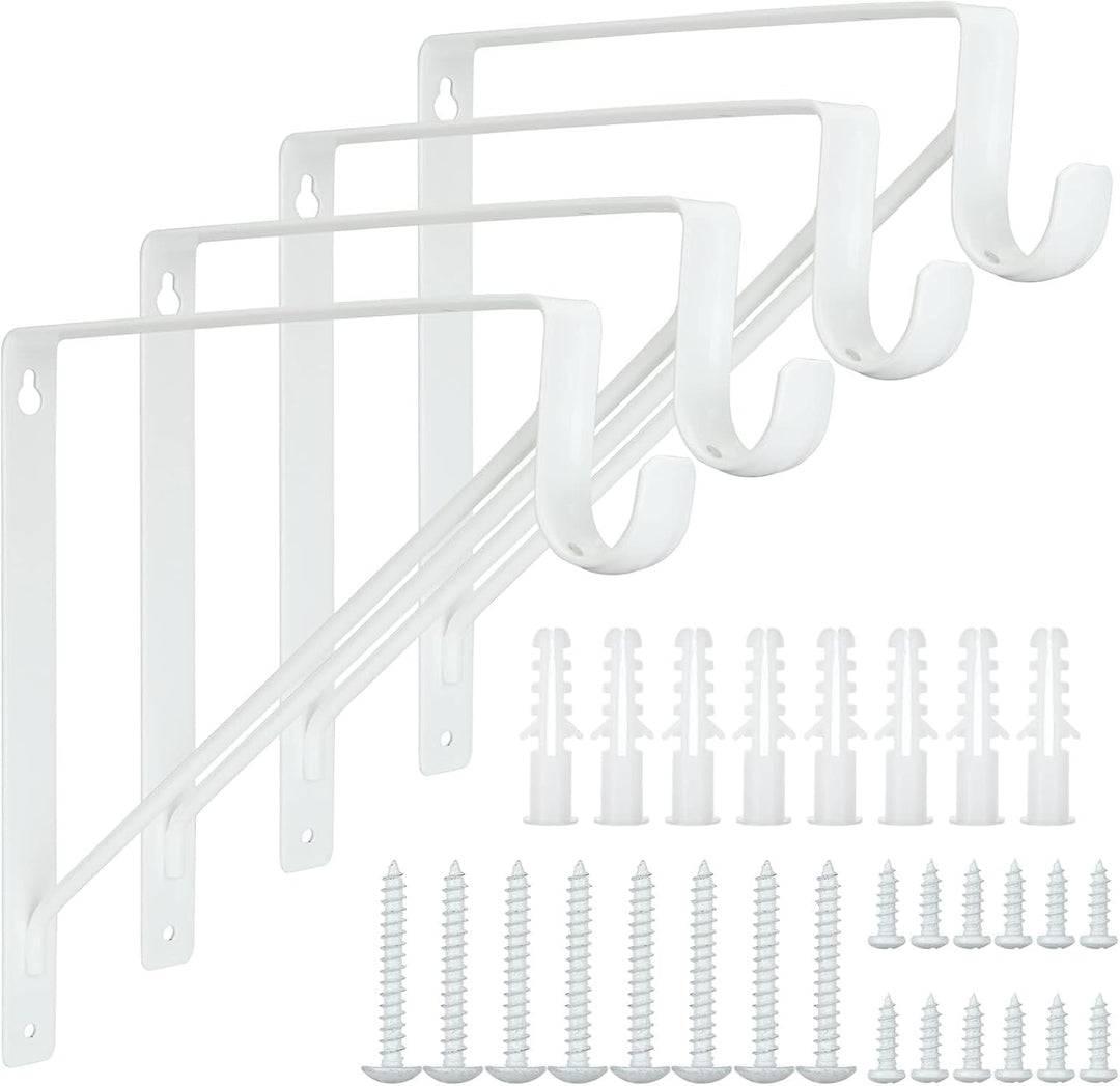 ASelected 4 Stück - 275MM Regalhalterung Weiss Schwerlast, Metallwinkel 90 Grad Wandwinkel Haken, Tr