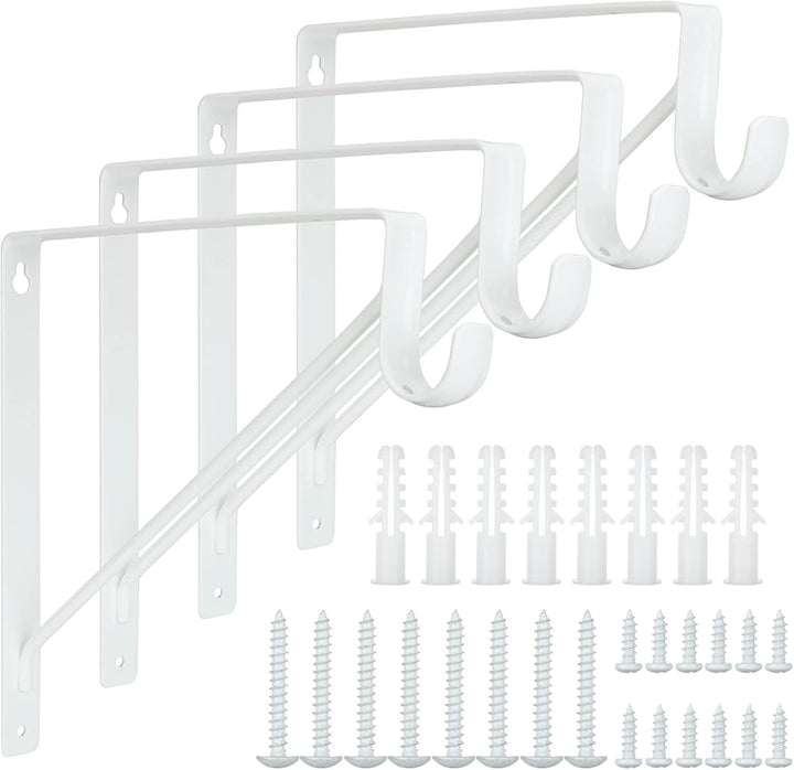 ASelected 4 Stück - 275MM Regalhalterung Weiss Schwerlast, Metallwinkel 90 Grad Wandwinkel Haken, Tr