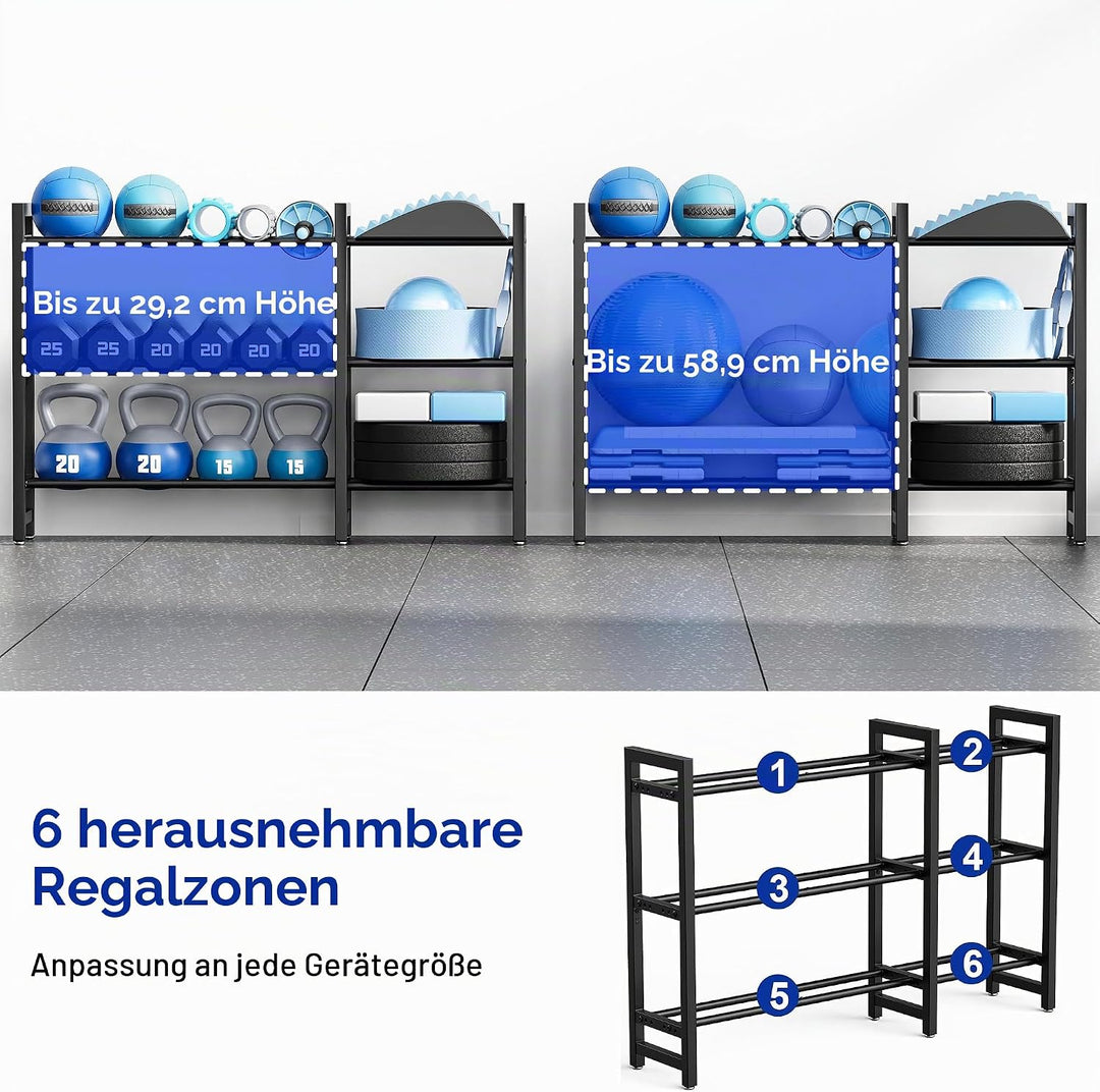 Verstellbarer Dreistöckiger Hantelständer 127cm Adjustable Kurzhantelständer 3 Ebenen Hantelablage (