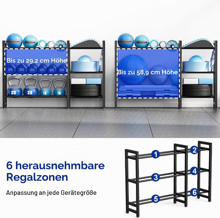 Verstellbarer Dreistöckiger Hantelständer 127cm Adjustable Kurzhantelständer 3 Ebenen Hantelablage (