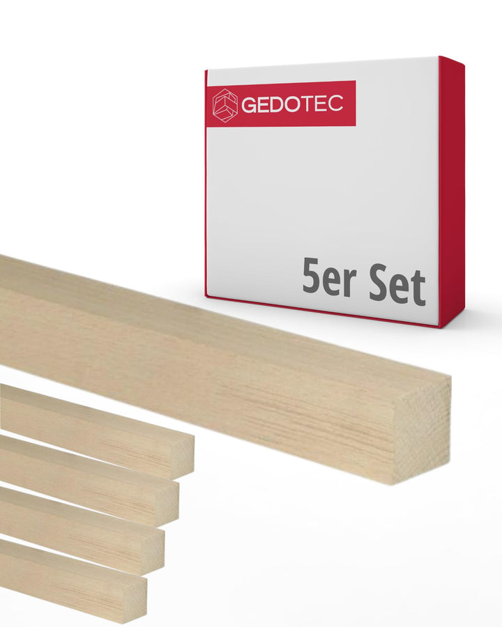 Gedotec Holzleisten zum Basteln und Bauen aus Buche - 95 cm | 5 Stück 20x20x950 mm | BASIC | Kanthol