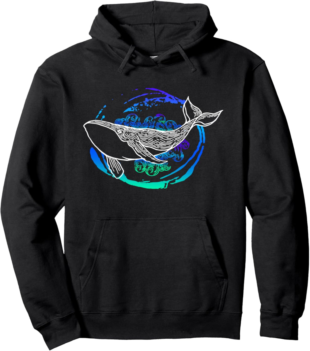 Abstrakter Wal Enso Kreis Pullover Hoodie