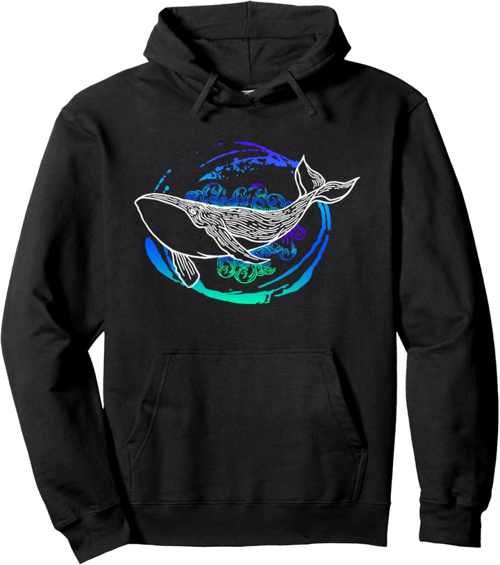 Abstrakter Wal Enso Kreis Pullover Hoodie