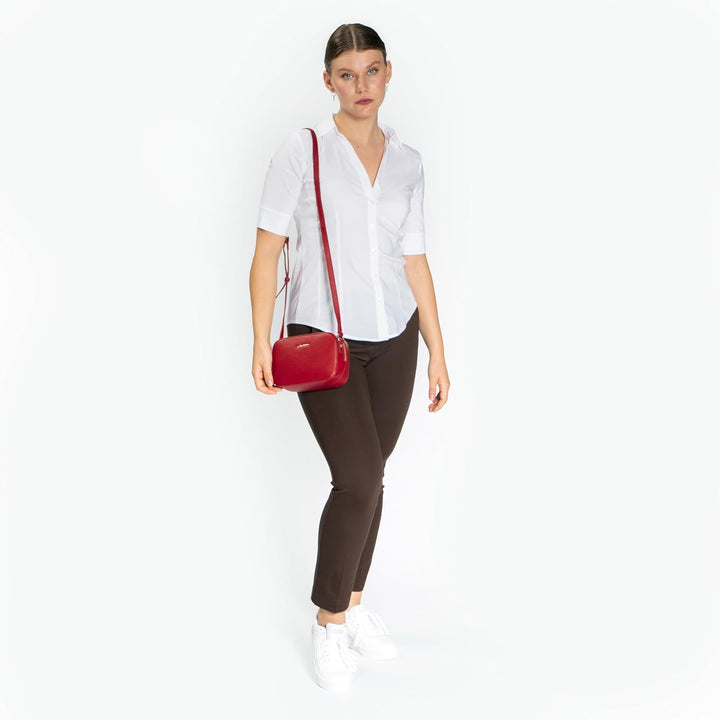 Lazarotti Bologna Leder Umhängetasche Damen | längenverstellbarer Schultergurt | mittelgrosse Crossb