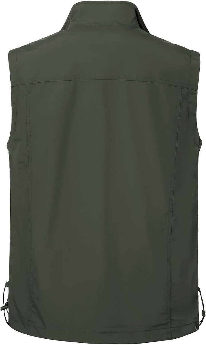 MeiLayM Herren Outdoor Angelweste Multi Pocket Weste Sommer Schnell Trocknende Weste Sport Reissvers
