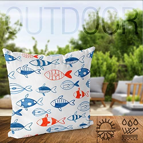 VOID Fischschwarm Blau Rot Kissenbezug Kissenhülle Sofakissen Kissen Deko Outdoor-Kissen Dekokissen,