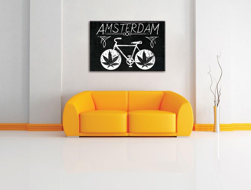 Pixxprint Amsterdam Black Format: 100x70auf Leinwand, XXL riesige Bilder fertig gerahmt mit Keilrahm
