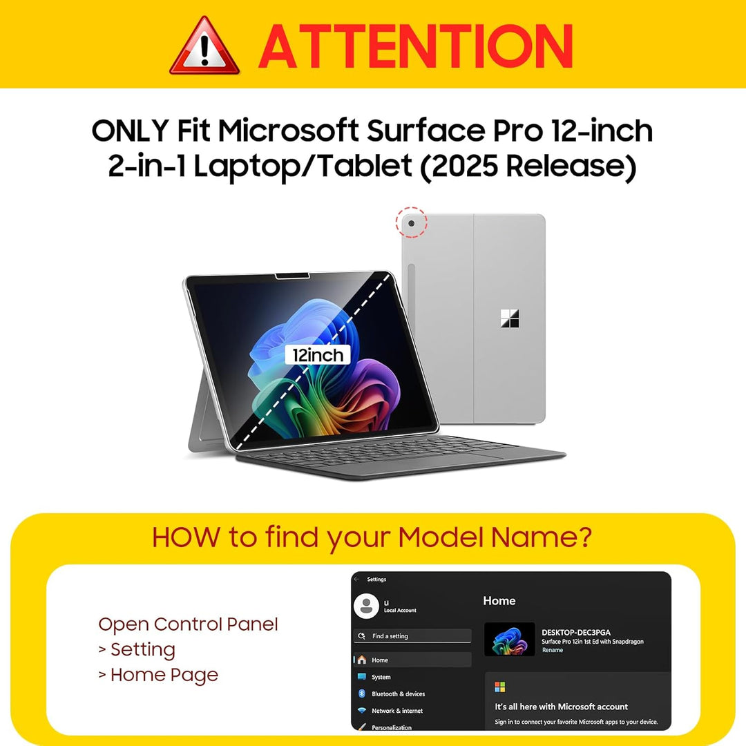 Fintie Hülle für Microsoft Surface Pro 12 Zoll 1. Edition (2025), 360° Drehbare Ständer und Handgurt